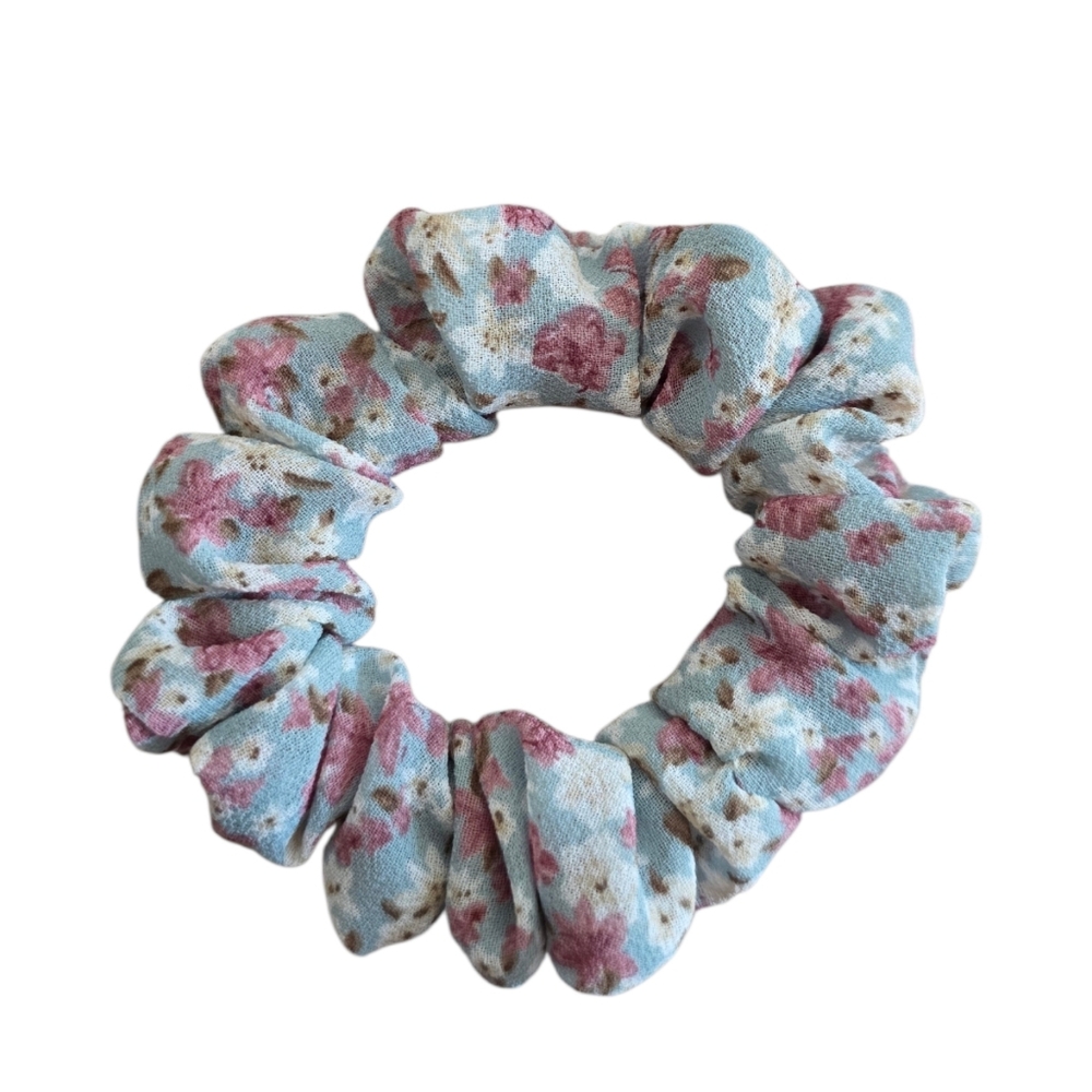 2/$5 Scrunchies (Add To Your Bundle) Mini Sheer Blue Floral Hair‎ Tie Scrunchie